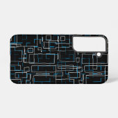 Coque Samsung Galaxy Motif blanc et bleu sur noir (Verso Horizontal)