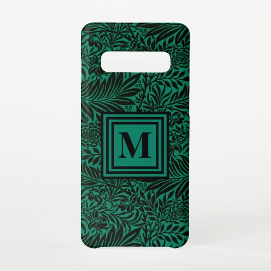 Coque Samsung Galaxy Motif botanique vert émeraude monogramme (Dos)