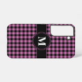 Coque Samsung Galaxy Motif carreaux rose monogramme moderne (Verso Horizontal)