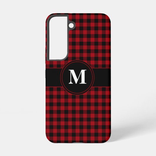 Coque Samsung Galaxy Motif carreaux rouge monogramme moderne (Verso)