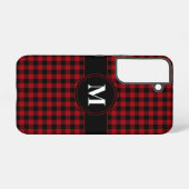 Coque Samsung Galaxy Motif carreaux rouge monogramme moderne (Verso Horizontal)