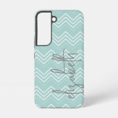 Coque Samsung Galaxy Motif Chevron bleu pastel bébé - Nom du script (Verso)