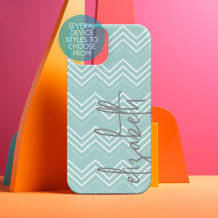 Coque Samsung Galaxy Motif Chevron bleu Pastel pour bébé - Nom du scrip