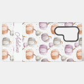 Coque Samsung Galaxy Motif Citrouille aquarelle avec nom (Verso Horizontal)