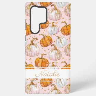 Coque Samsung Galaxy Motif Citrouille aquarelle avec nom