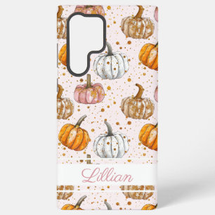 Coque Samsung Galaxy Motif Citrouille aquarelle avec nom
