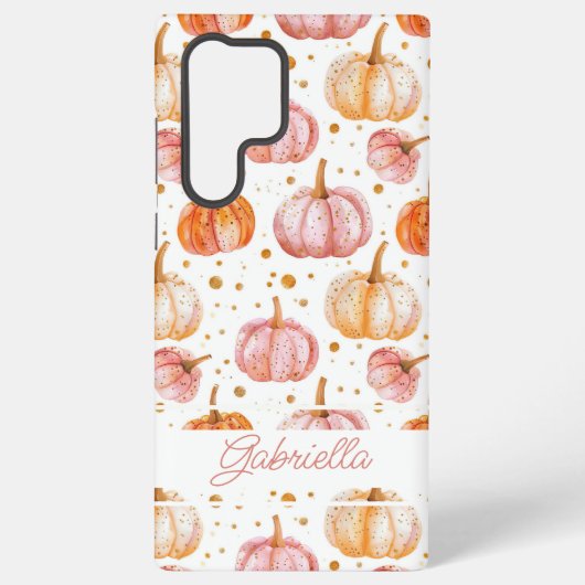 Coque Samsung Galaxy Motif Citrouille aquarelle avec nom (Verso)