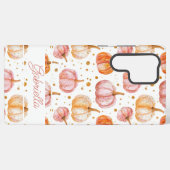 Coque Samsung Galaxy Motif Citrouille aquarelle avec nom (Verso Horizontal)
