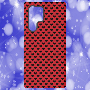 Coque Samsung Galaxy Motif Cœur Noir Fond Rouge