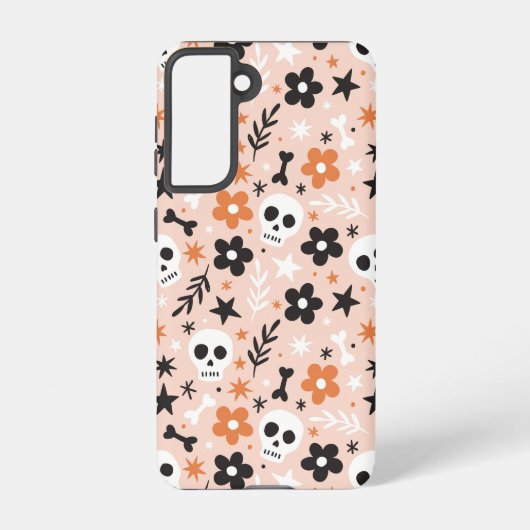 Coque Samsung Galaxy Motif crâne de fleurs (Verso)