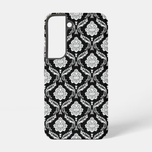 Coque Samsung Galaxy Motif Damassé Rococo Blanc sur Noir
