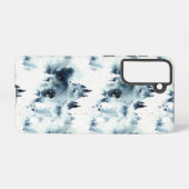 Coque Samsung Galaxy Motif d'aquarelle de la forêt bleue de minuit (Verso Horizontal)
