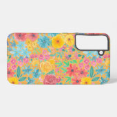 Coque Samsung Galaxy Motif d'aquarelle florale en jaune (Verso Horizontal)