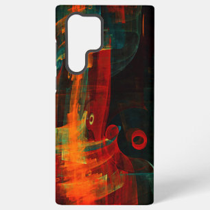 Coque Samsung Galaxy Motif d'art abstrait moderne bleu rouge orange eau