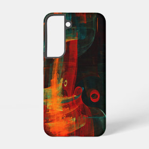 Coque Samsung Galaxy Motif d'art abstrait moderne bleu rouge orange eau