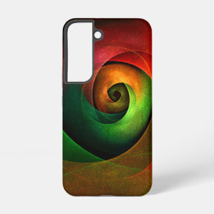 Coque Samsung Galaxy Motif d'art abstrait moderne floral rouge et vert