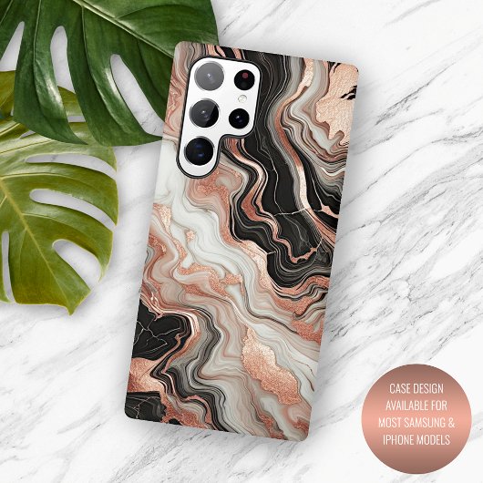 Coque Samsung Galaxy Motif d'art du Marbre blanc d'or rose gris noir