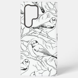 Coque Samsung Galaxy Motif d'art linéaire minimaliste d'oiseaux nord-am