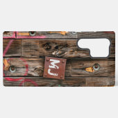 Coque Samsung Galaxy Motif de bois rustique industriel monogramme (Verso Horizontal)