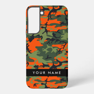 Coque Samsung Galaxy Motif de camouflage orange, Votre nom, Personnalis