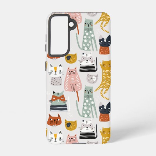 Coque Samsung Galaxy Motif de chat à main mignon Doodle (Verso)
