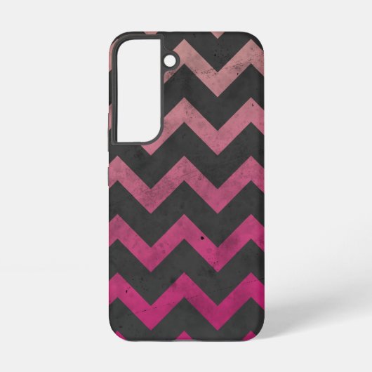 Coque Samsung Galaxy Motif de chevron gris foncé rose magenta (Verso)