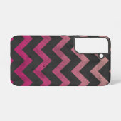 Coque Samsung Galaxy Motif de chevron gris foncé rose magenta (Verso Horizontal)