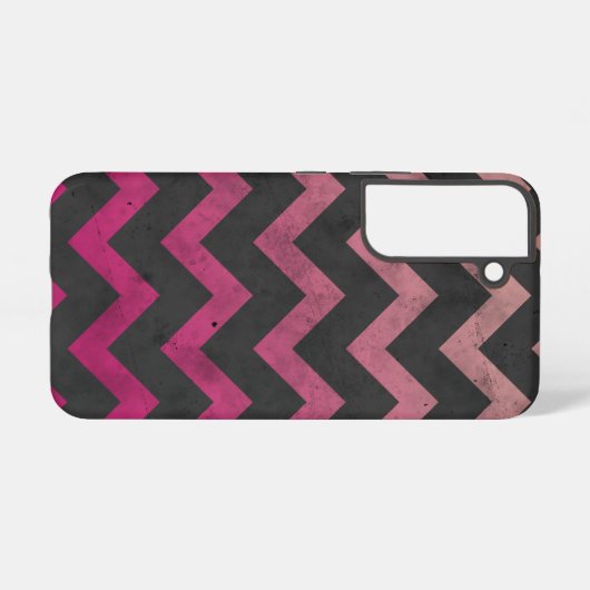 Coque Samsung Galaxy Motif de chevron gris foncé rose magenta (Verso Horizontal)