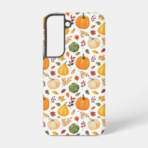Coque Samsung Galaxy Motif de citrouilles de récolte et de feuilles d'a