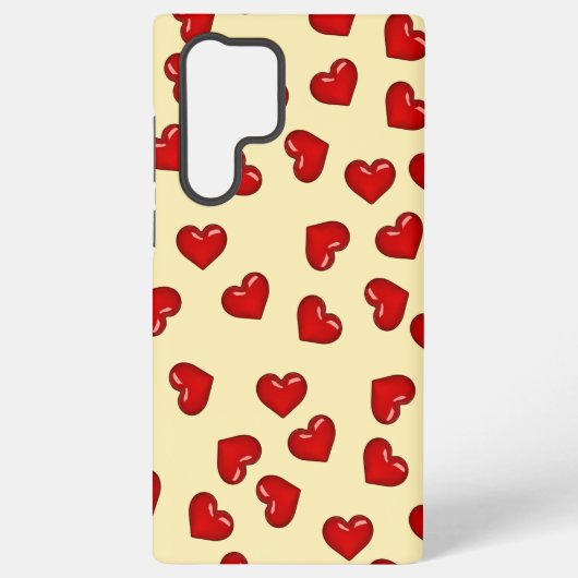 Coque Samsung Galaxy Motif de coeur rouge élégant sur beige classieux (Verso)