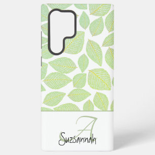 Coque Samsung Galaxy Motif de feuille de squelette vert sur fond blanc