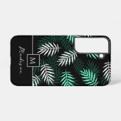 Coque Samsung Galaxy Motif de feuilles vertes à monogramme moderne (Verso Horizontal)