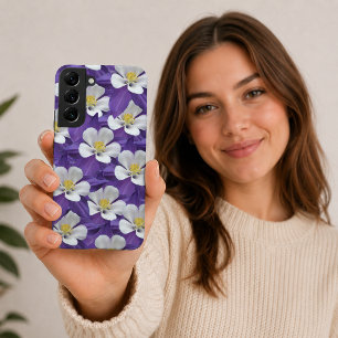 Coque Samsung Galaxy Motif de fleur de colombine pourpre et blanc