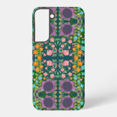 Coque Samsung Galaxy Motif de fleurs de printemps vert pourpre (Verso)