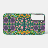 Coque Samsung Galaxy Motif de fleurs de printemps vert pourpre (Verso Horizontal)