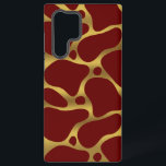 Coque Samsung Galaxy Motif de girafe abstraite or et rouge<br><div class="desc">La girafe abstraite couleur or sans couture motif sur arrière - plan rouge foncé.</div>