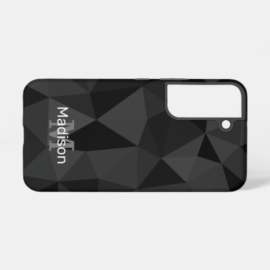 Coque Samsung Galaxy Motif de maille géométrique noir gris foncé Monogr (Verso Horizontal)