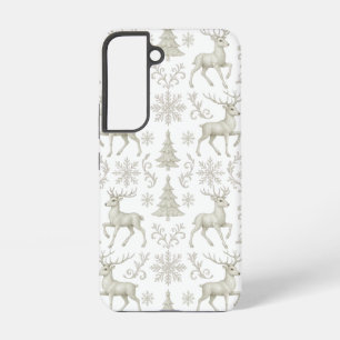 Coque Samsung Galaxy Motif de Noël rustique moderne argent/blanc