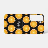Coque Samsung Galaxy Motif de tranches de fruits orange cool monogramme (Verso Horizontal)