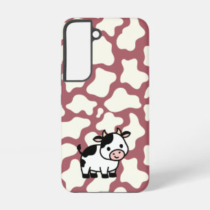 Coque Samsung Galaxy Motif de vache en blanc sur fond rouge avec vache