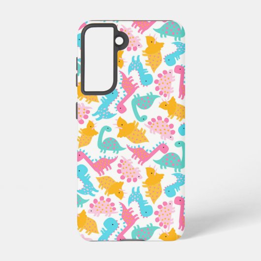 Coque Samsung Galaxy Motif Dinosaur rose et Turquoise (Verso)