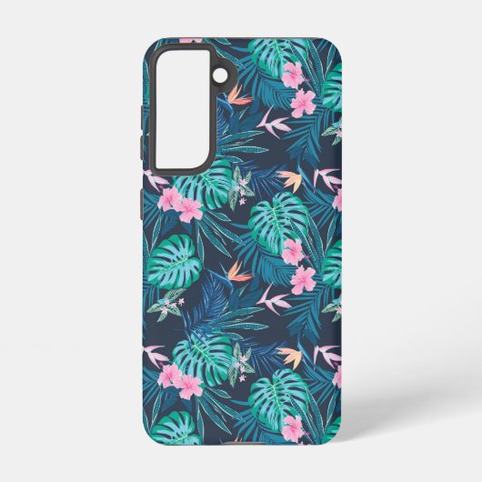 Coque Samsung Galaxy Motif du Jardin des Fleurs Tropicales Bleues (Verso)