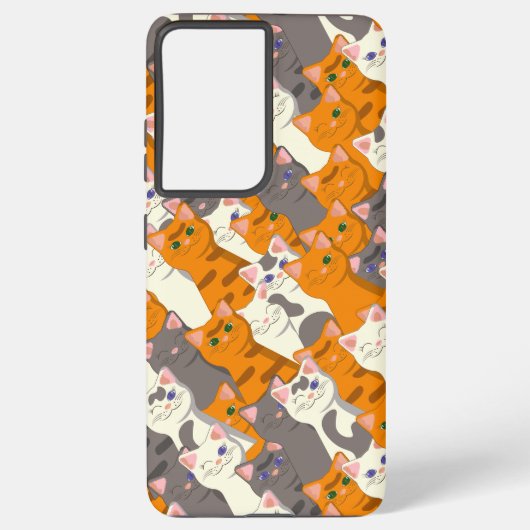 Coque Samsung Galaxy Motif en diagonale du chat noir blanc gingembre (Verso)