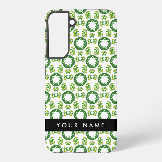 Coque Samsung Galaxy Motif feuille, Feuilles verts, votre nom (Verso)