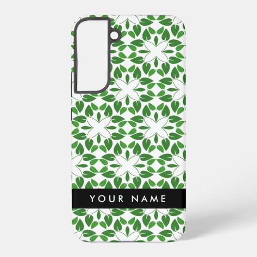 Coque Samsung Galaxy Motif feuille, Feuilles verts, votre nom (Verso)