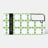 Coque Samsung Galaxy Motif feuille, Feuilles verts, votre nom (Verso Horizontal)