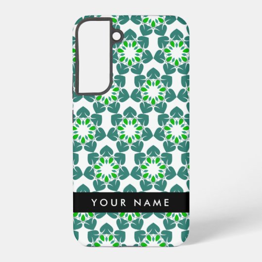 Coque Samsung Galaxy Motif feuille, Feuilles verts, votre nom (Verso)