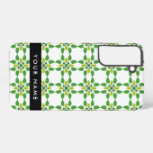 Coque Samsung Galaxy Motif feuille, Feuilles verts, votre nom (Verso Horizontal)