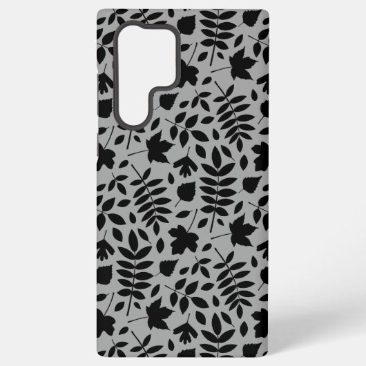 Coque Samsung Galaxy Motif Feuille tombé noir sur gris (Verso)