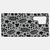 Coque Samsung Galaxy Motif Feuille tombé noir sur gris (Verso Horizontal)